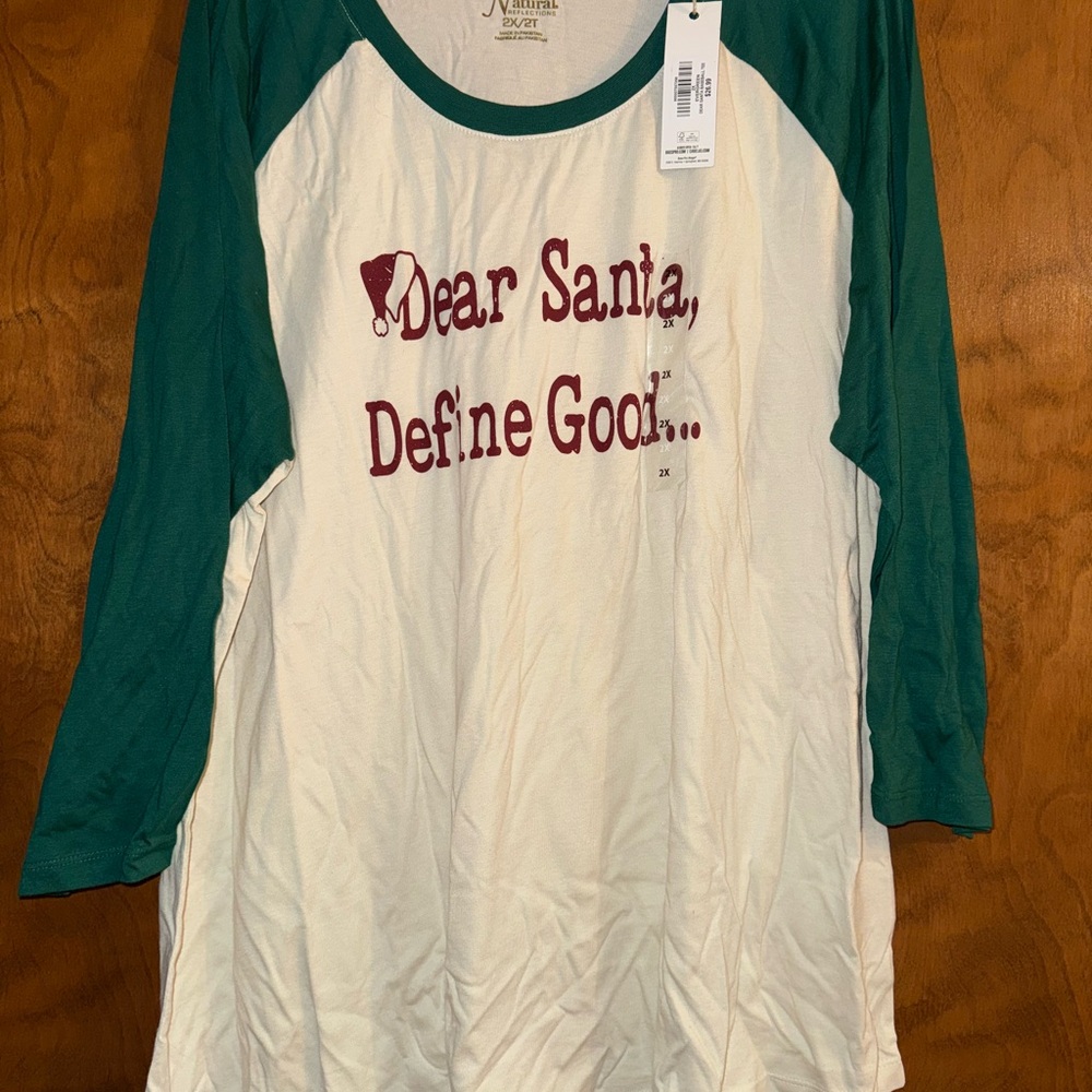 Natural Reflections Green and Cream  dear Santa Define Good